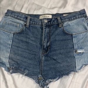 Two toned jean shorts